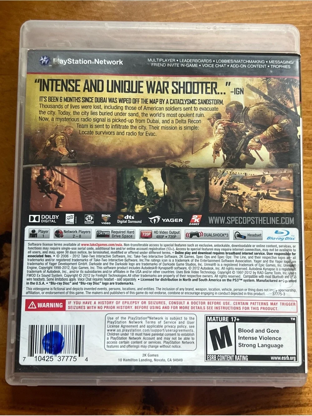 Spec Ops: The Line -Sony PlayStation 3 Includes Insert
